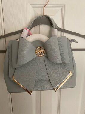 Bow Accent Structured Satchel - Light Gray